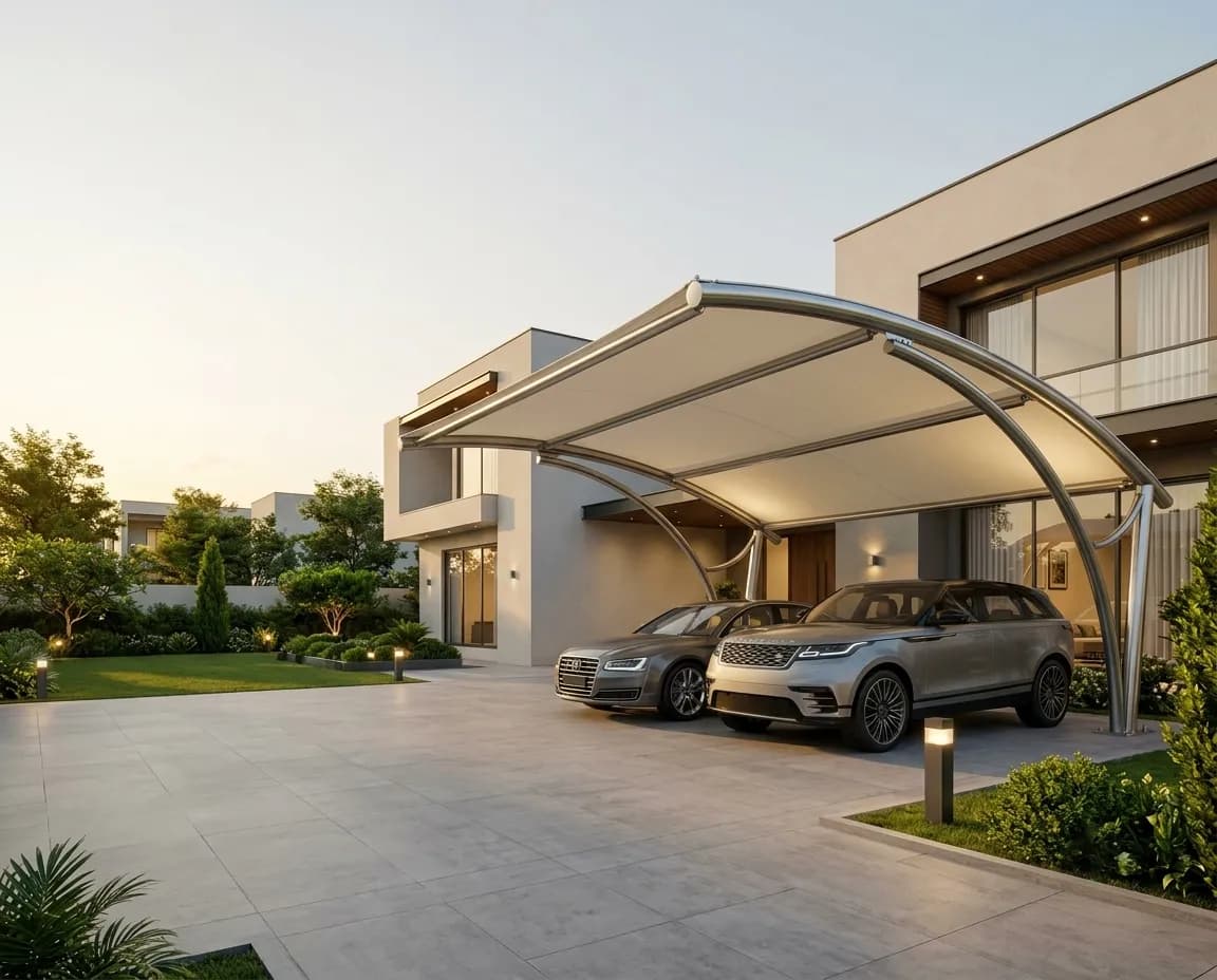 Tensile shade structure installed by S.Z Tensile Shade Services
